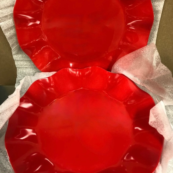 UR Choice of 4 Rippled Holiday 9" Dessert Plates red, green or both set of 4 NEW - Picture 2 of 4